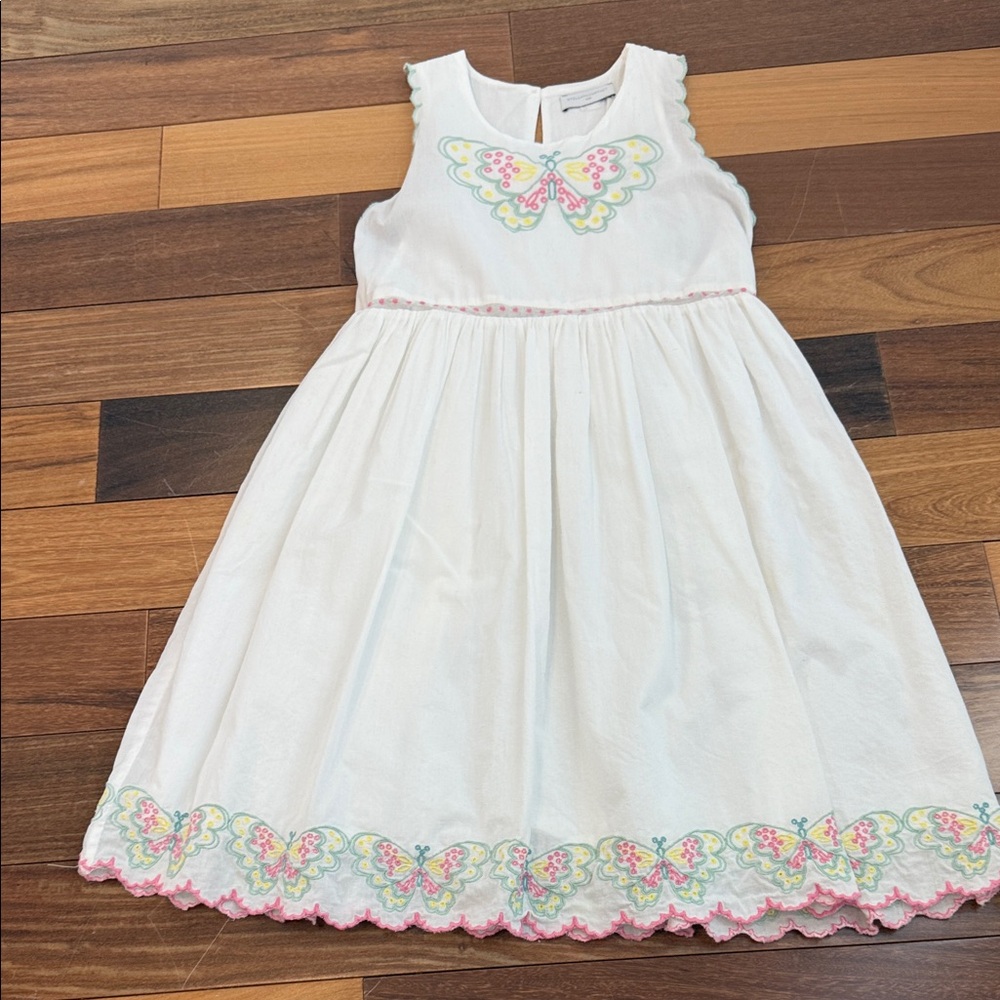 Stella McCartney White Butterfly Embroidered Kids Dress